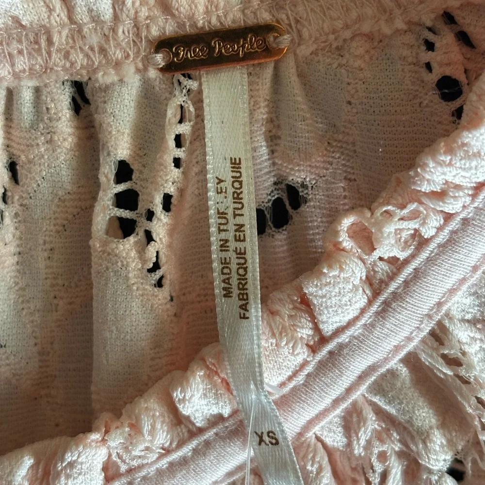 FREE PEOPLE NWT Sz XS Pink Lace BOHO Blouse - Picture 7 of 12